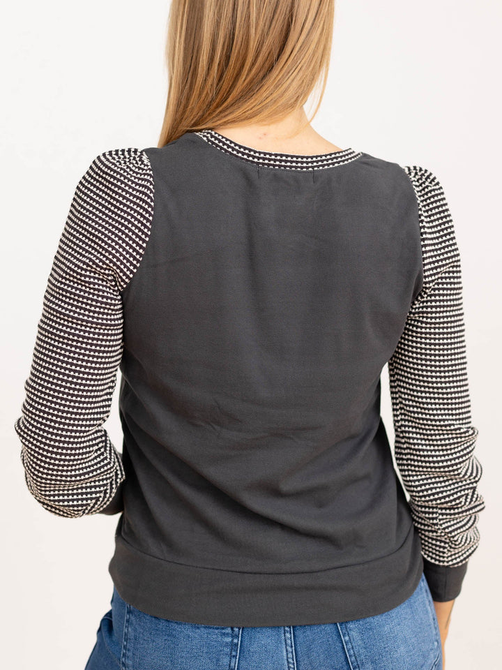 Mason | Elegant Textured Top with Puff Sleeves and Round Neck 6