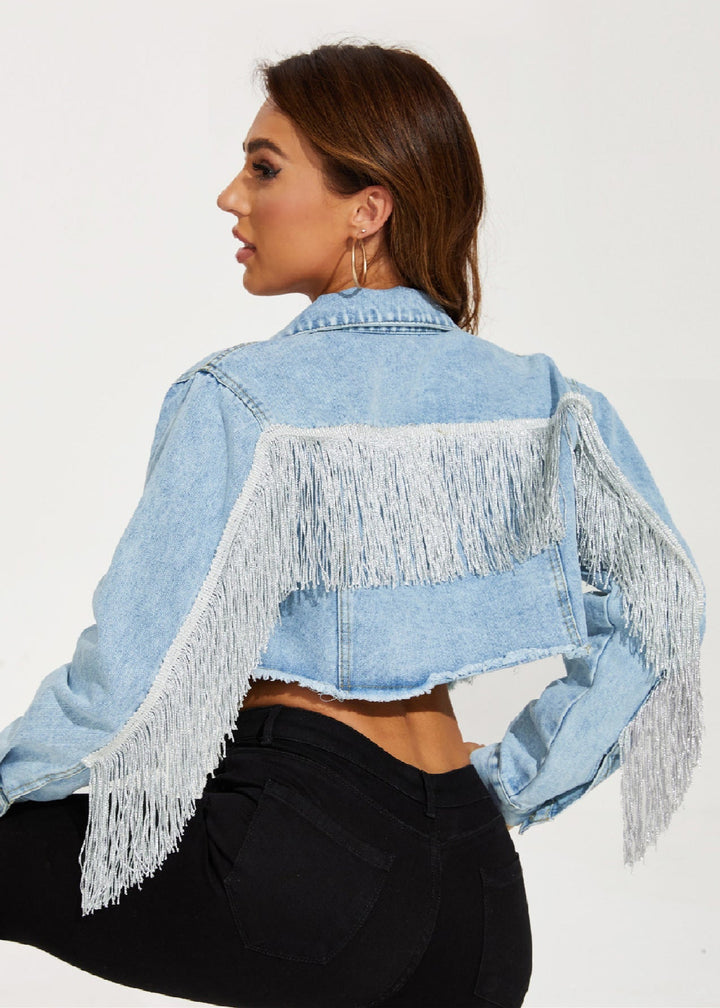 Mason | Kort Vår Jeansjacka Dam med Slitna Detaljer 8