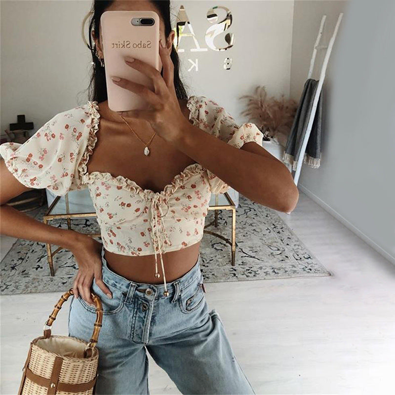 Mason | Trendy Blommönstrad Slim Fit Crop Top 2