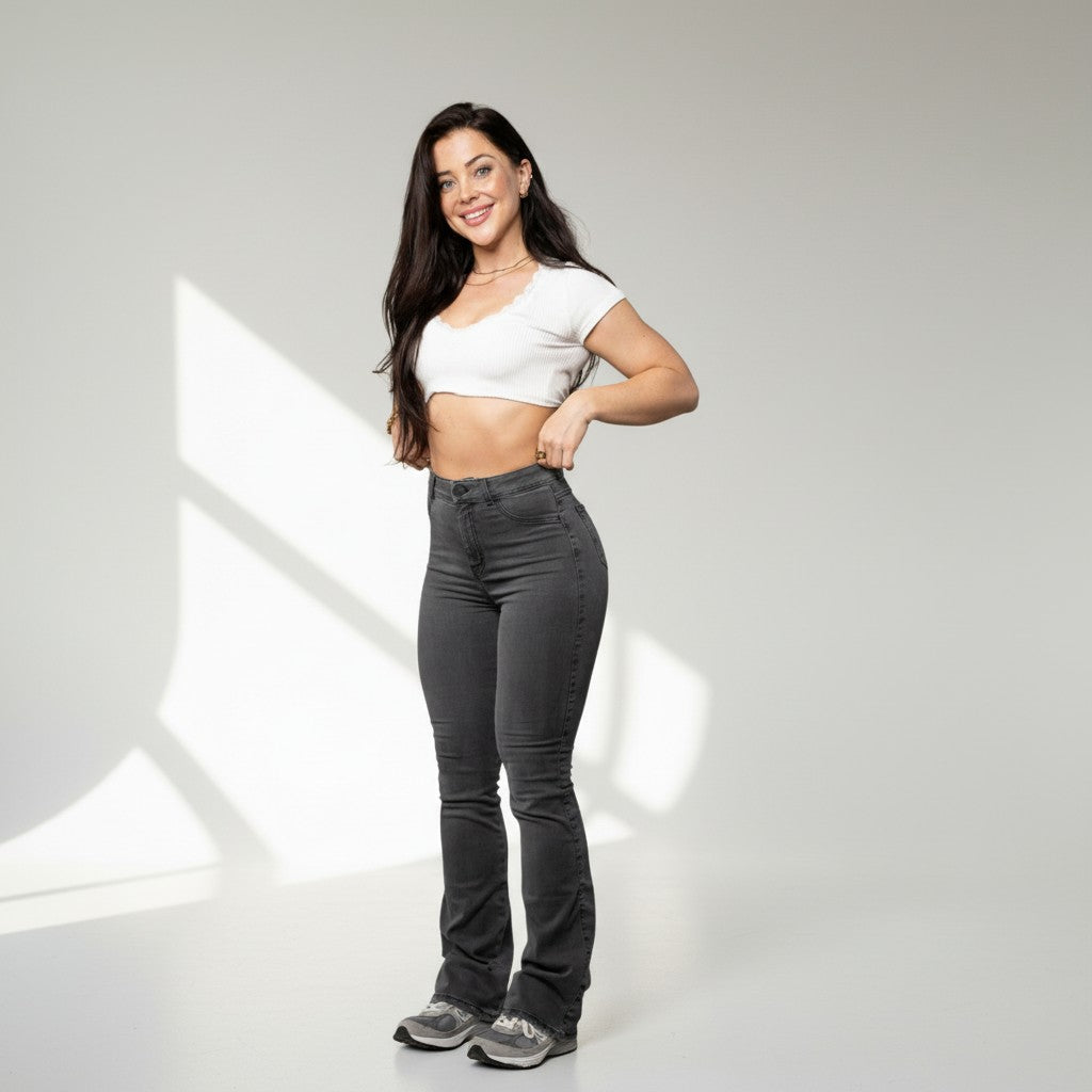 Mason | Utsvängda Högmidjade Stretchjeans 0