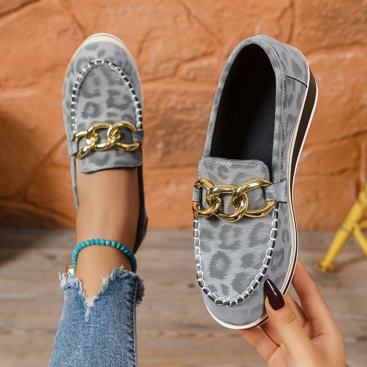 Mason | Vadderade Leopardmönstrade Loafers med Kilklack 2