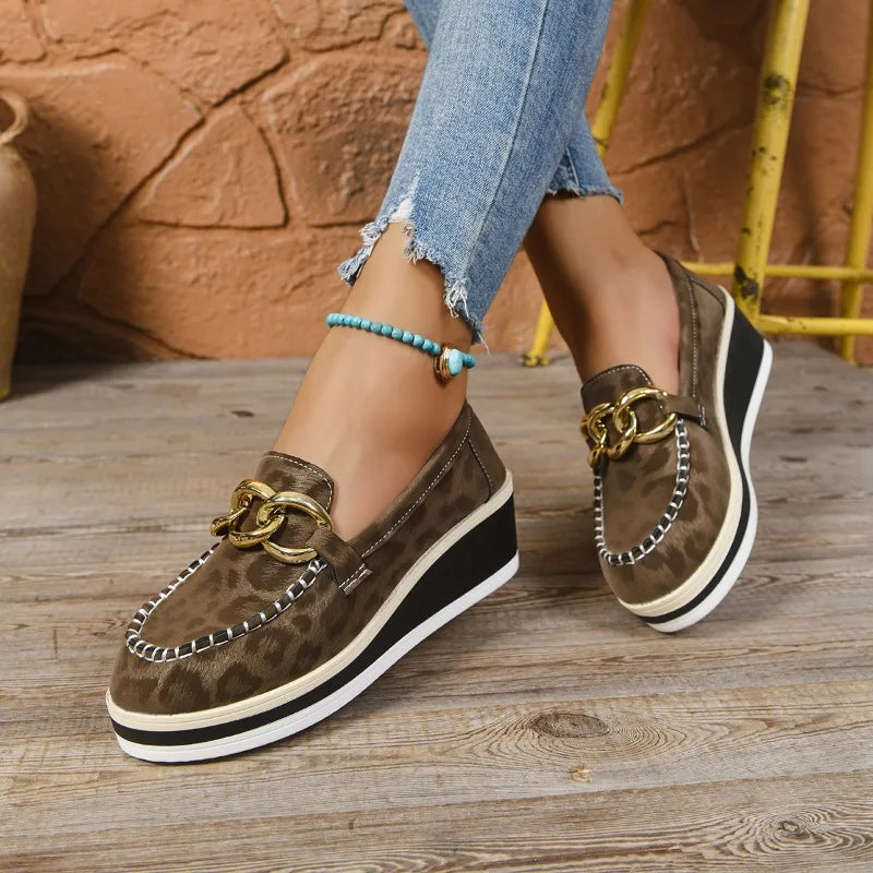 Mason | Vadderade Leopardmönstrade Loafers med Kilklack 3