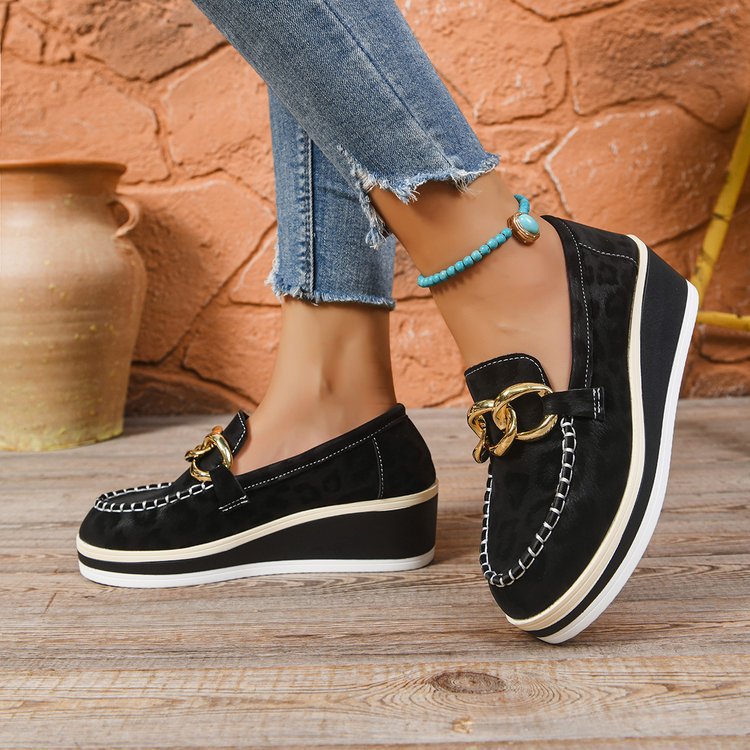 Mason | Vadderade Leopardmönstrade Loafers med Kilklack 5