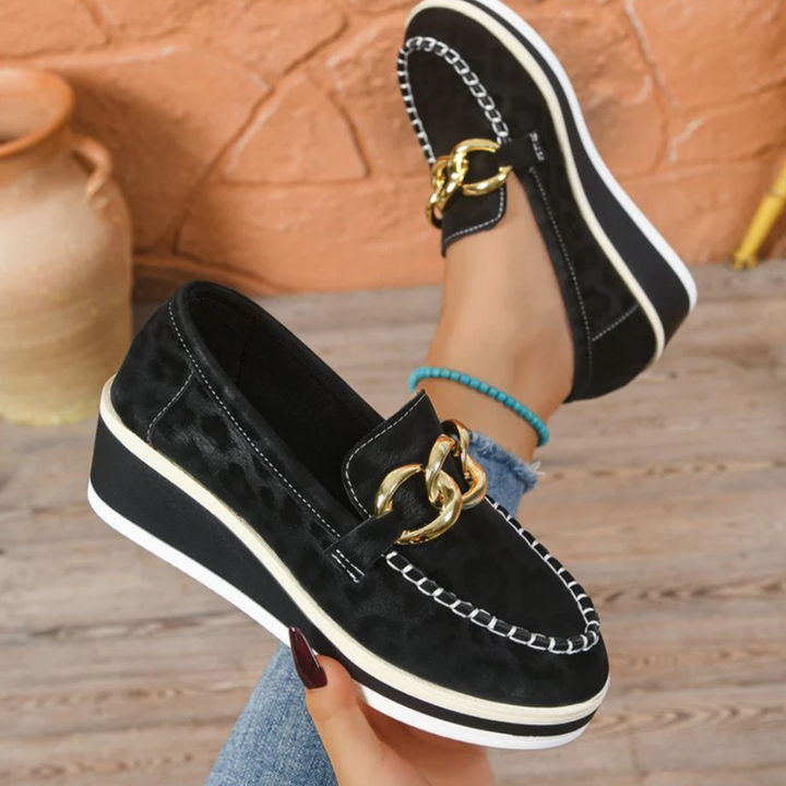Mason | Vadderade Leopardmönstrade Loafers med Kilklack 7