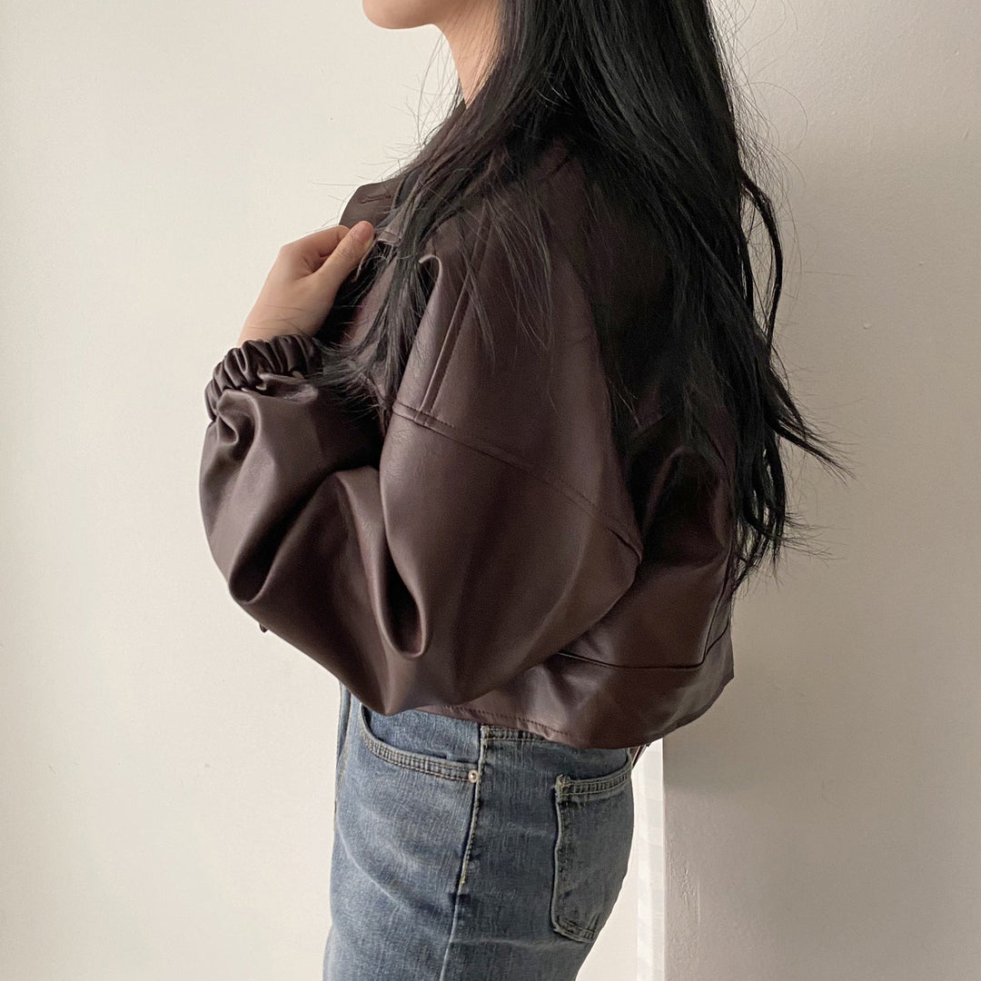 Maya | Elegant Loose Fit Vårjacka Dam i Konstläderlook 3