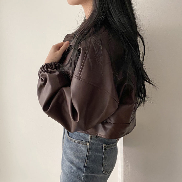 Maya | Elegant Loose Fit Vårjacka Dam i Konstläderlook 3