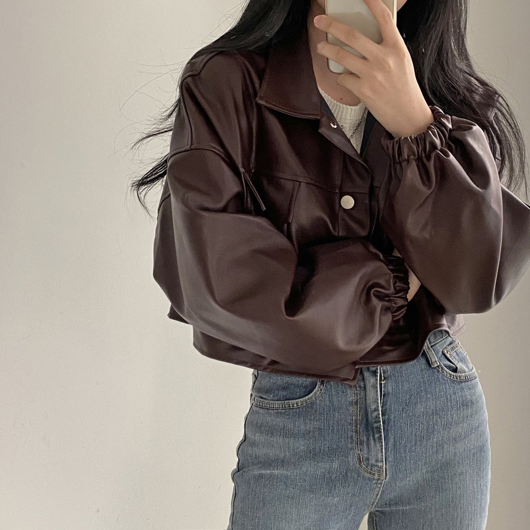 Maya | Elegant Loose Fit Vårjacka Dam i Konstläderlook 5