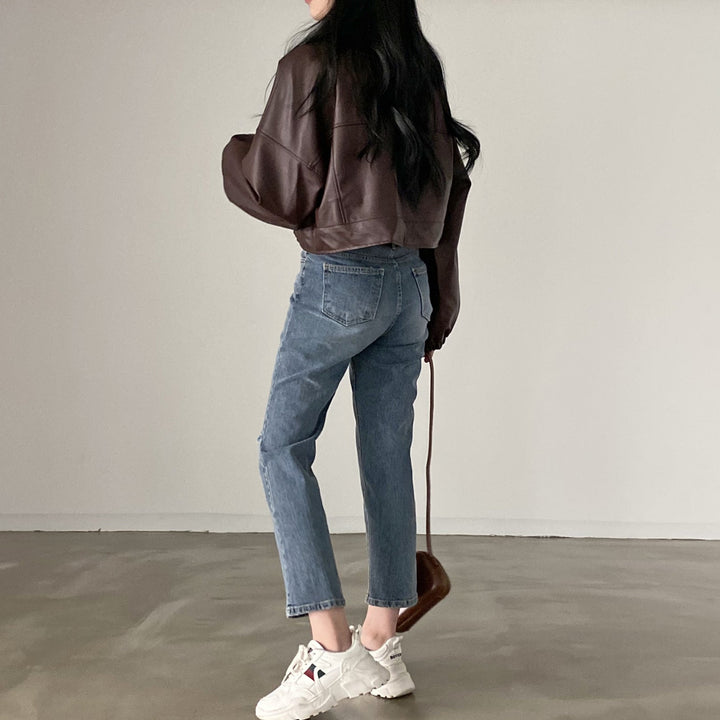 Maya | Elegant Loose Fit Vårjacka Dam i Konstläderlook 6