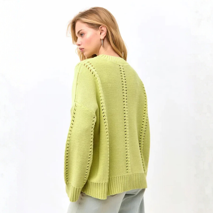 Maya | Oversized Stickad Tröja Dam med Hålmönster 5