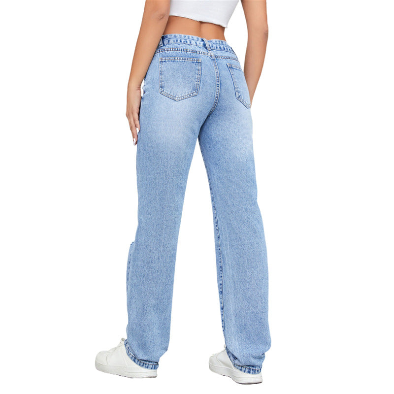 Mia | Avslappnade Hög Midja Raka Jeans Dam 3