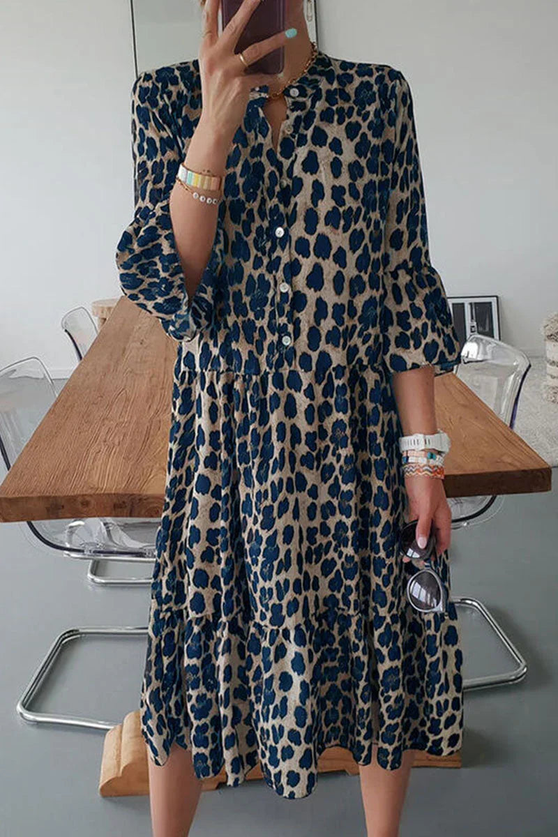 Mia | Chic A-Linje Klänning med Leopardmönster 0