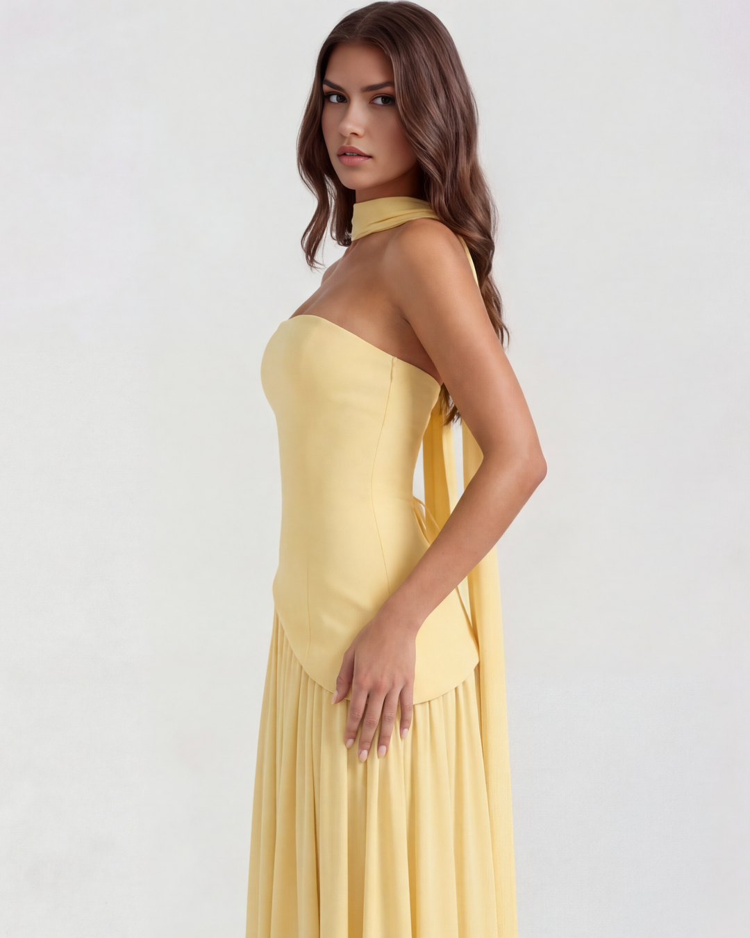 Mia | Elegant Axelbandslös Maxi Klänning 7