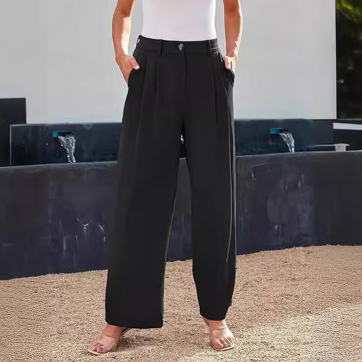 Mia | Elegant Hög Midja Vida Ben Kostymbyxor Dam 1