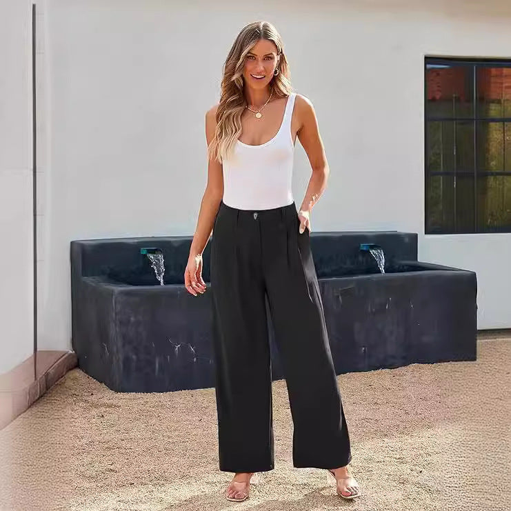 Mia | Elegant Hög Midja Vida Ben Kostymbyxor Dam 2