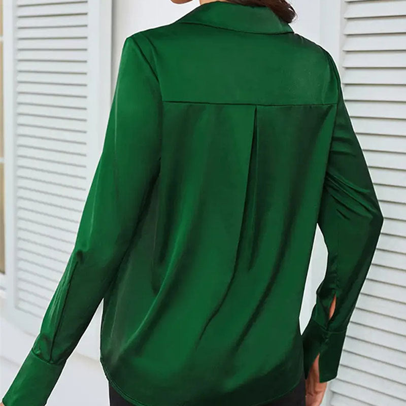 Mia | Elegant Långärmad Blus i Silkeskänsla för Dam 2