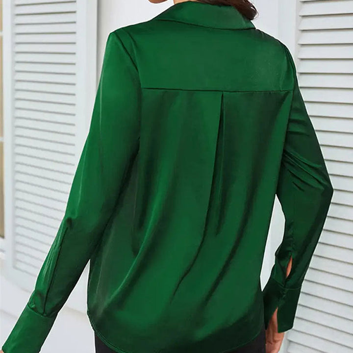 Mia | Elegant Långärmad Blus i Silkeskänsla för Dam 2