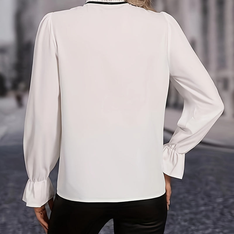 Mia | Elegant Röd Blus med Långa Volangärmar 1