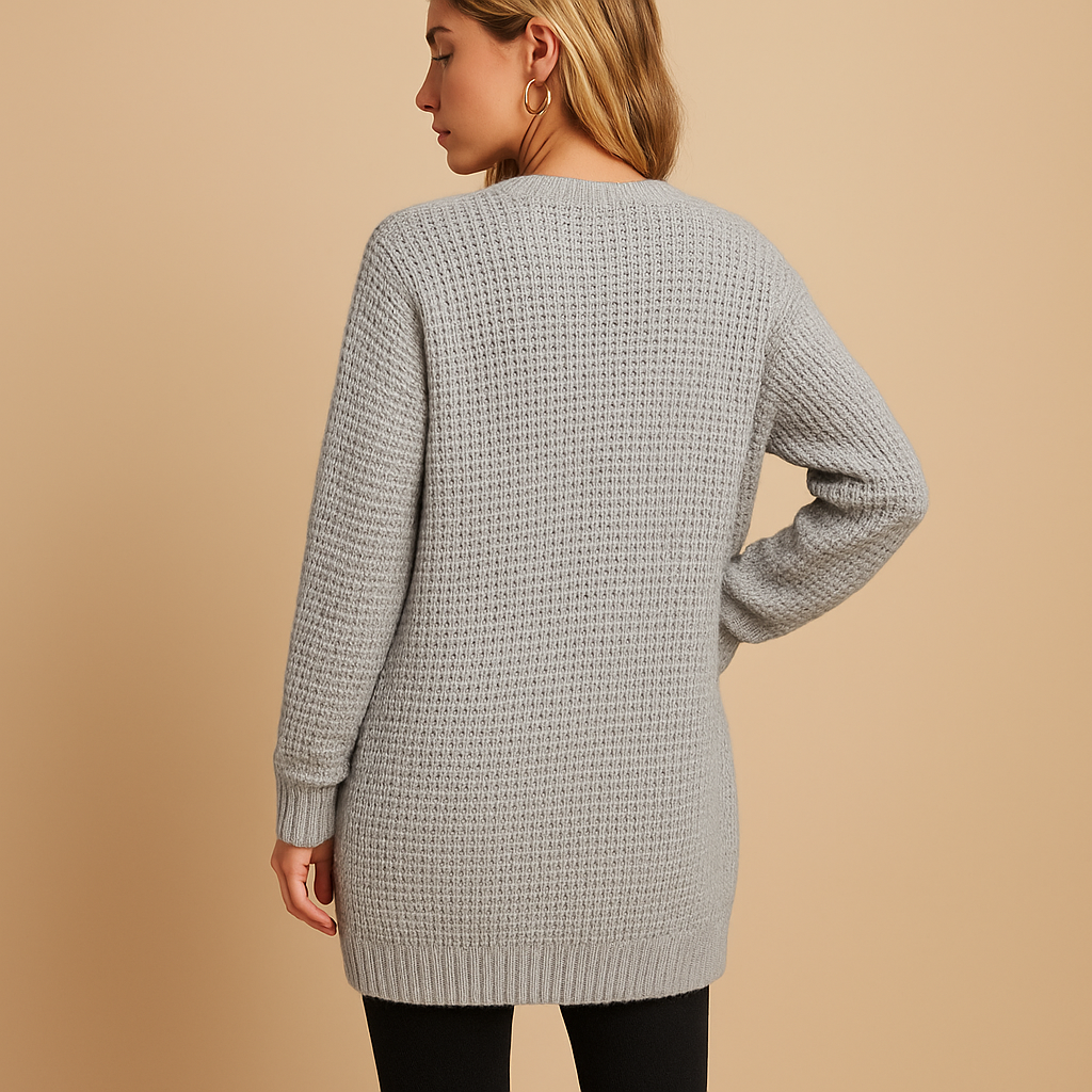 Mia | Lång Kofta i Mjuk Stickad Design med Fickor 3