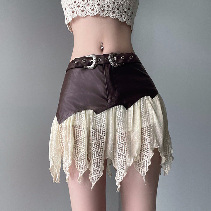 Mia | Modern Asymmetrical Kort Kjol med Spets 1