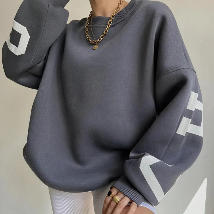 Mia | Modern Oversized Stickad Tröja Dam med Långärmar 2