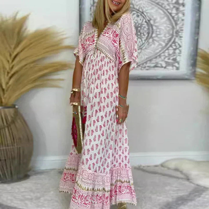 Mia | Mönstrad Boho Maxiklänning för Damer 0