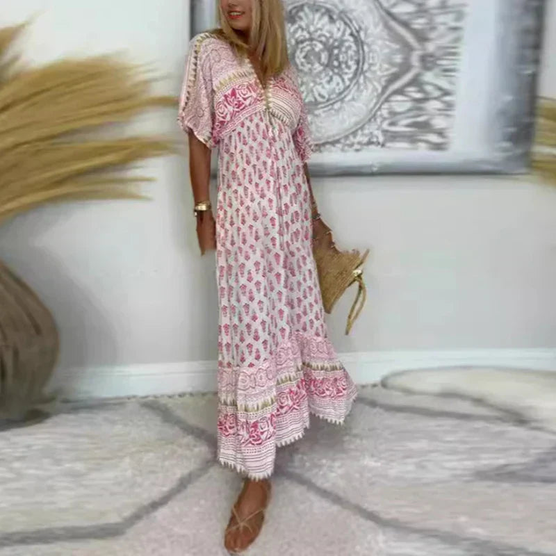 Mia | Mönstrad Boho Maxiklänning för Damer 1