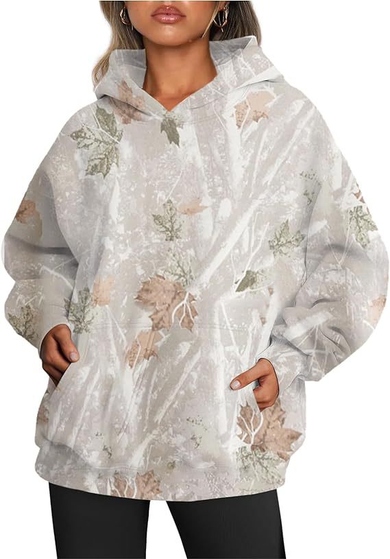 Mia | Oversized Långärmad Damtröja med Tryck och Huva 0
