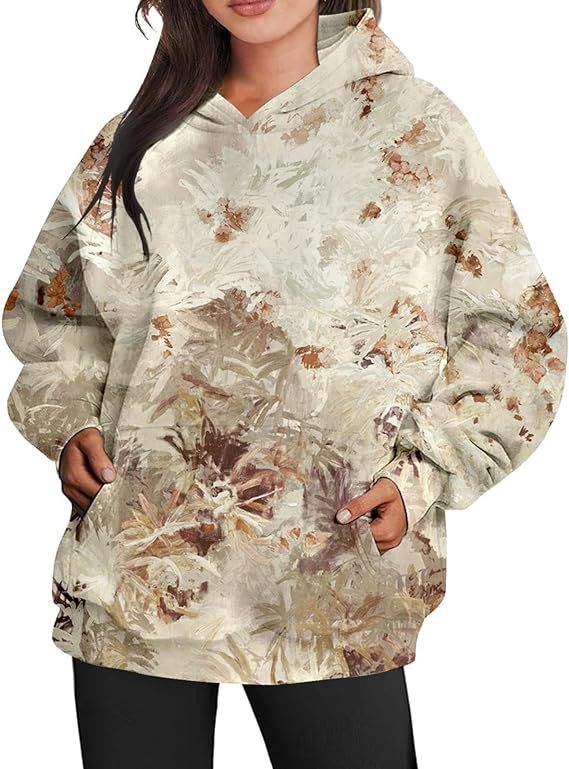 Mia | Oversized Långärmad Damtröja med Tryck och Huva 3