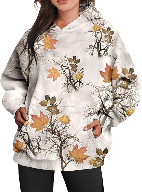 Mia | Oversized Långärmad Damtröja med Tryck och Huva 4