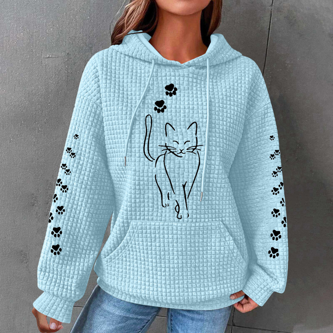 Mia | Trendig Vågig Pullover Med Kattmotiv 6