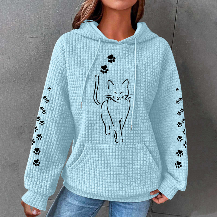 Mia | Trendig Vågig Pullover Med Kattmotiv 6