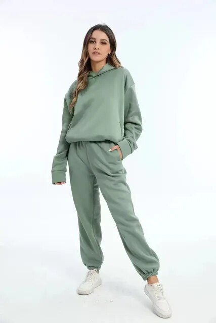 Mia | Varm Fleece Huvtröja och Mjukisbyxor Set 0