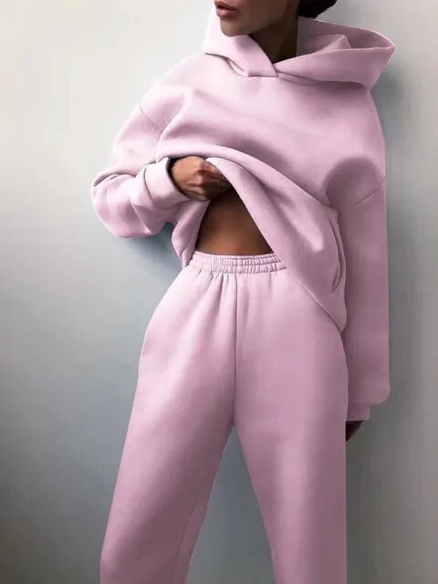 Mia | Varm Fleece Huvtröja och Mjukisbyxor Set 10
