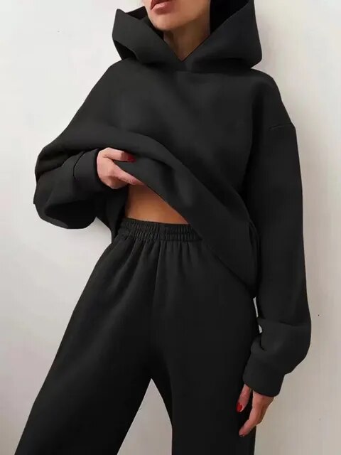 Mia | Varm Fleece Huvtröja och Mjukisbyxor Set 11