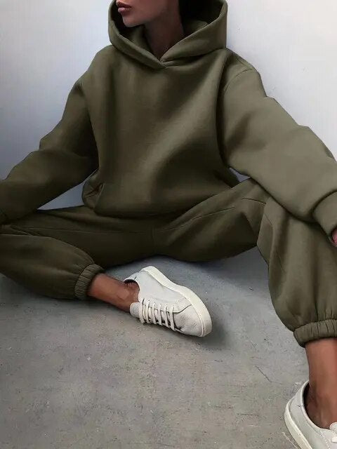 Mia | Varm Fleece Huvtröja och Mjukisbyxor Set 13