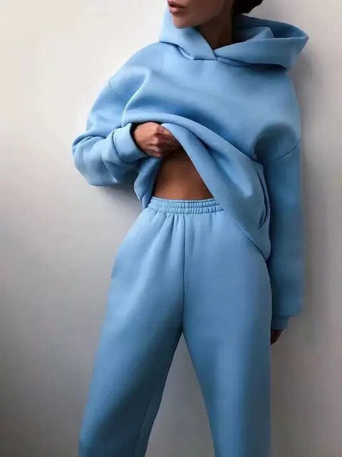 Mia | Varm Fleece Huvtröja och Mjukisbyxor Set 14