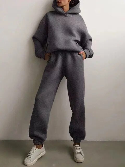 Mia | Varm Fleece Huvtröja och Mjukisbyxor Set 3