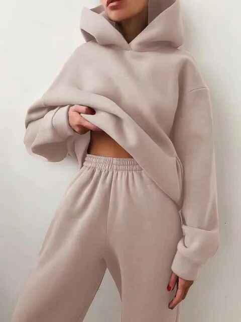 Mia | Varm Fleece Huvtröja och Mjukisbyxor Set 9