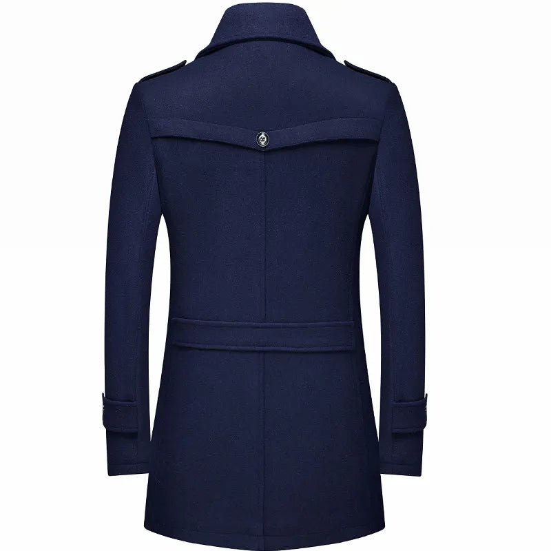Militärinspirerad Kappa Män | Dubbelknäppning med Strukturerade Axlar | Elegant Siluett för Höst och Vinter 2