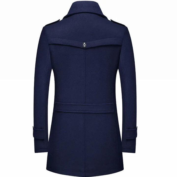 Militärinspirerad Kappa Män | Dubbelknäppning med Strukturerade Axlar | Elegant Siluett för Höst och Vinter 2
