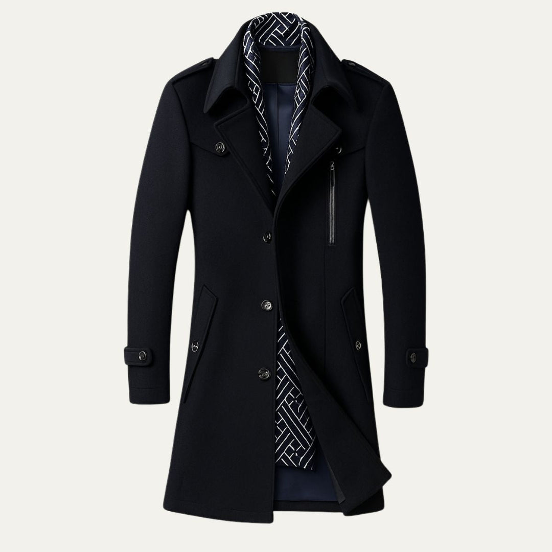 Militärinspirerad Kappa Män | Dubbelknäppning med Strukturerade Axlar | Elegant Siluett för Höst och Vinter 4