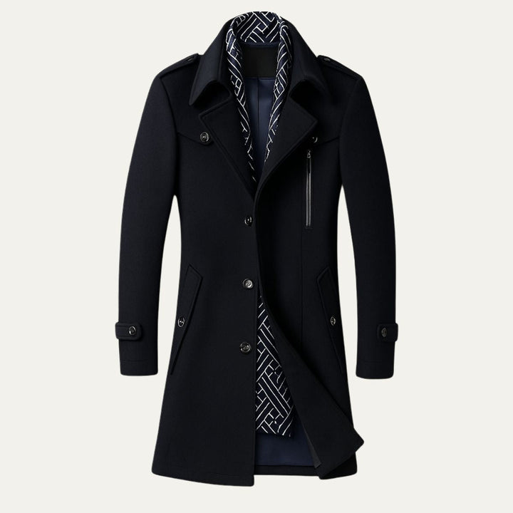 Militärinspirerad Kappa Män | Dubbelknäppning med Strukturerade Axlar | Elegant Siluett för Höst och Vinter 4