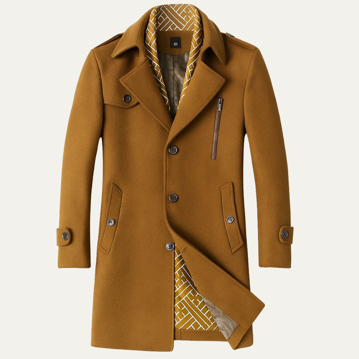 Militärinspirerad Kappa Män | Dubbelknäppning med Strukturerade Axlar | Elegant Siluett för Höst och Vinter 5