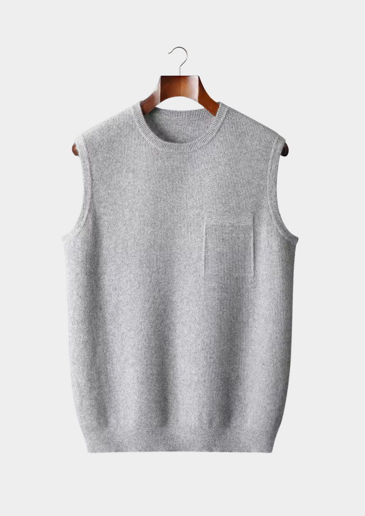 Minimalistisk Herr Väst | Ärmlös Design med Rund Halsringning | Mångsidig Layering för Stil och Komfort 0