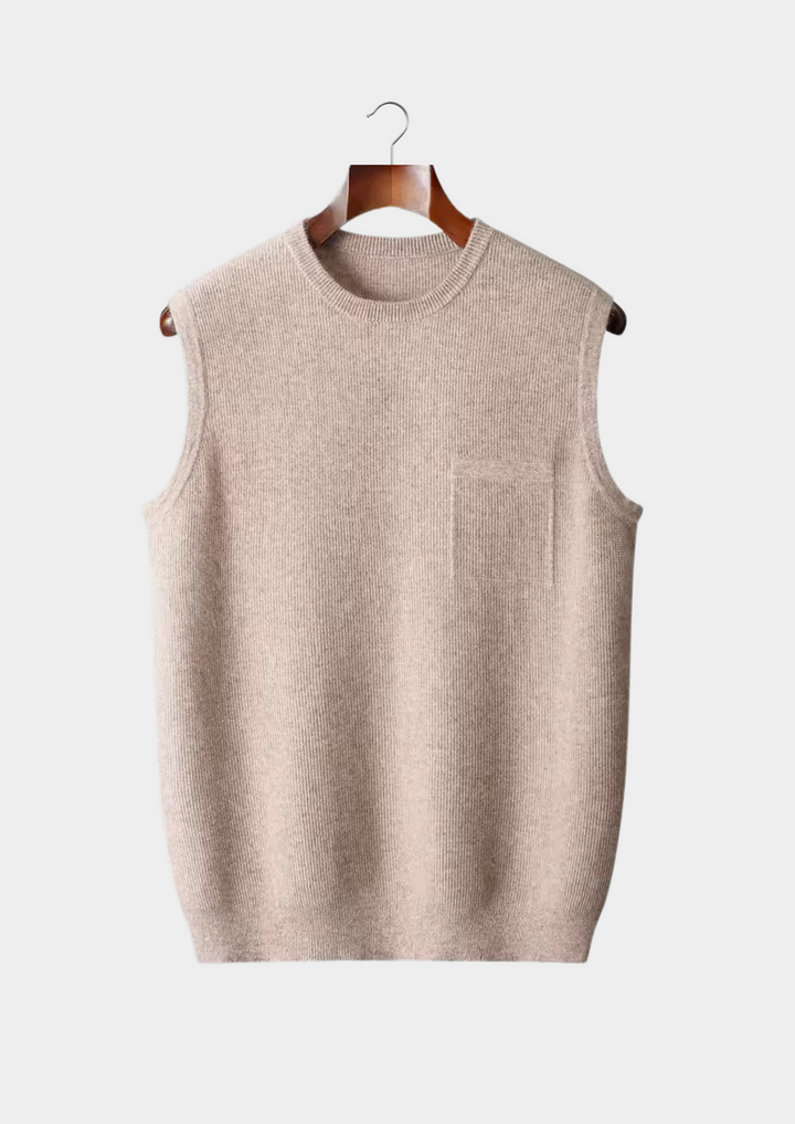 Minimalistisk Herr Väst | Ärmlös Design med Rund Halsringning | Mångsidig Layering för Stil och Komfort 4