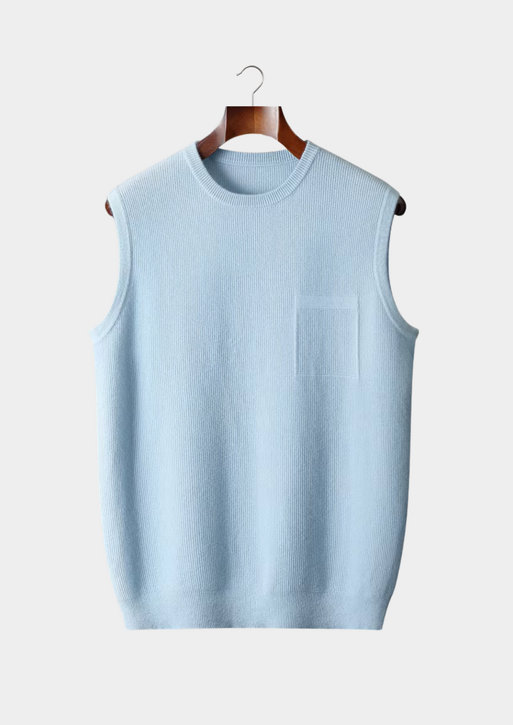 Minimalistisk Herr Väst | Ärmlös Design med Rund Halsringning | Mångsidig Layering för Stil och Komfort 6