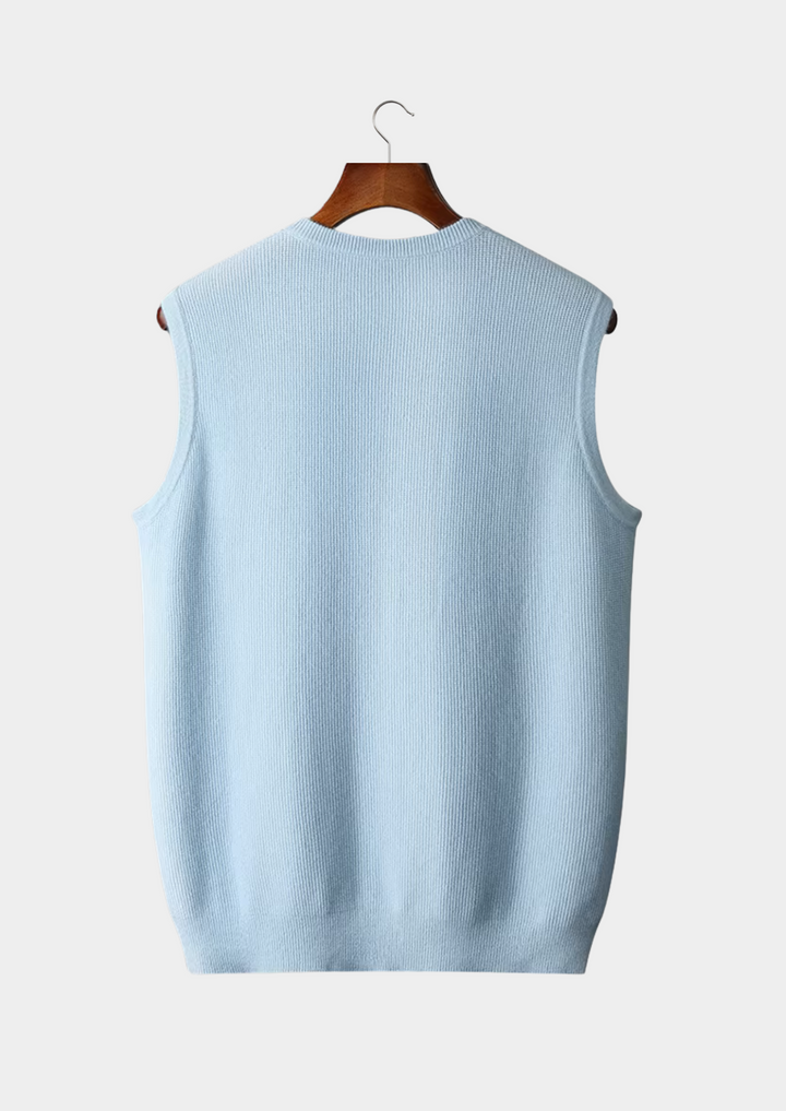 Minimalistisk Herr Väst | Ärmlös Design med Rund Halsringning | Mångsidig Layering för Stil och Komfort 7