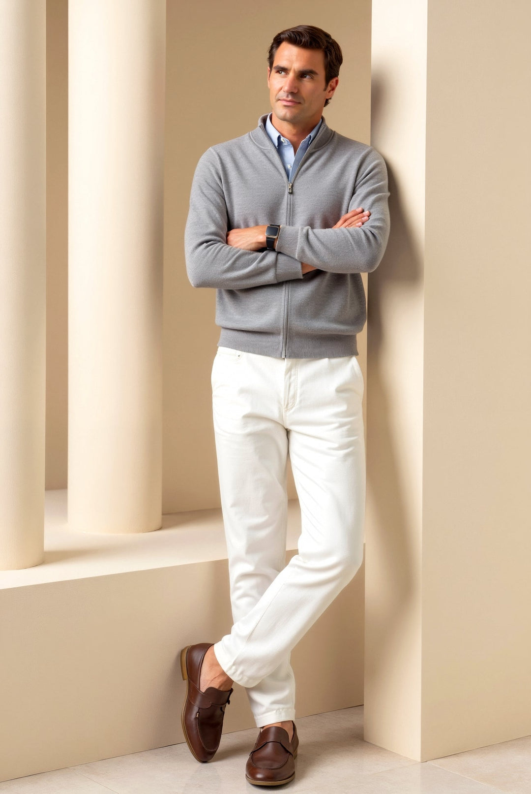Minimalistisk Slim Fit Jacka för Män med Ståkrage | Mångsidig Design för Vardagsbruk 3