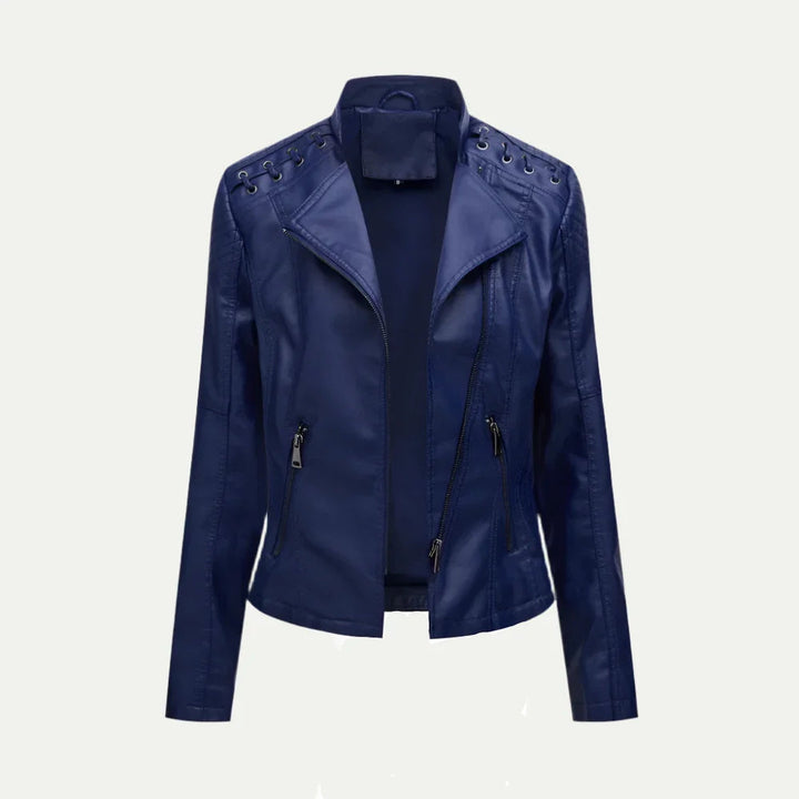 Modern Bikerjacka Dam | Asymmetrisk Dragkedja &amp; Quiltade Axelpaneler | Stilig Design för Vardag och Kvällsevenemang 4