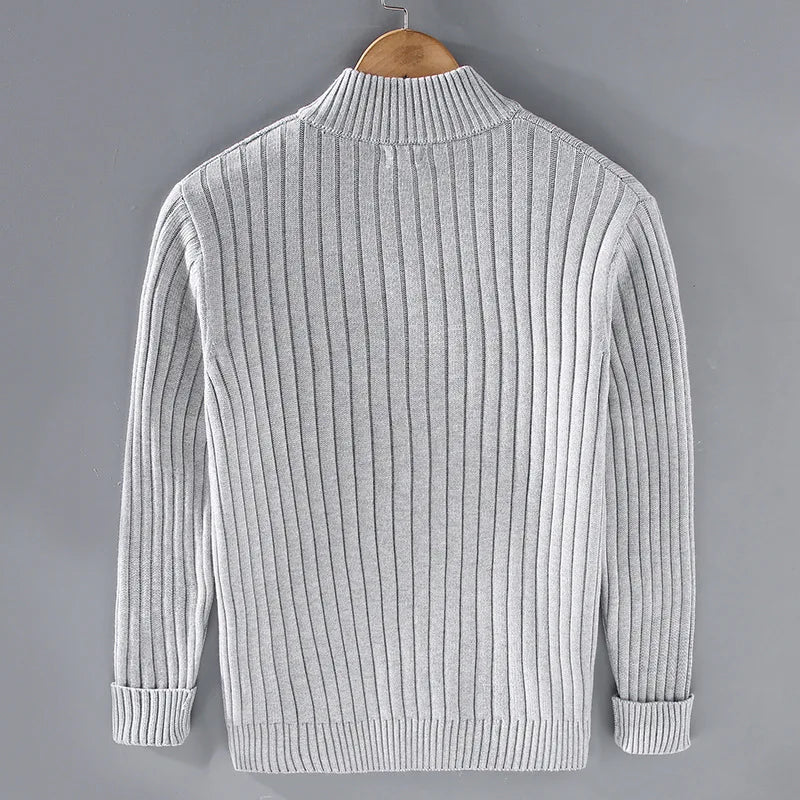 Modern Stickad Kofta för Män med Dragkedja och Ribbade Ärmslut | Elegant Design för Komfort och Stil 1